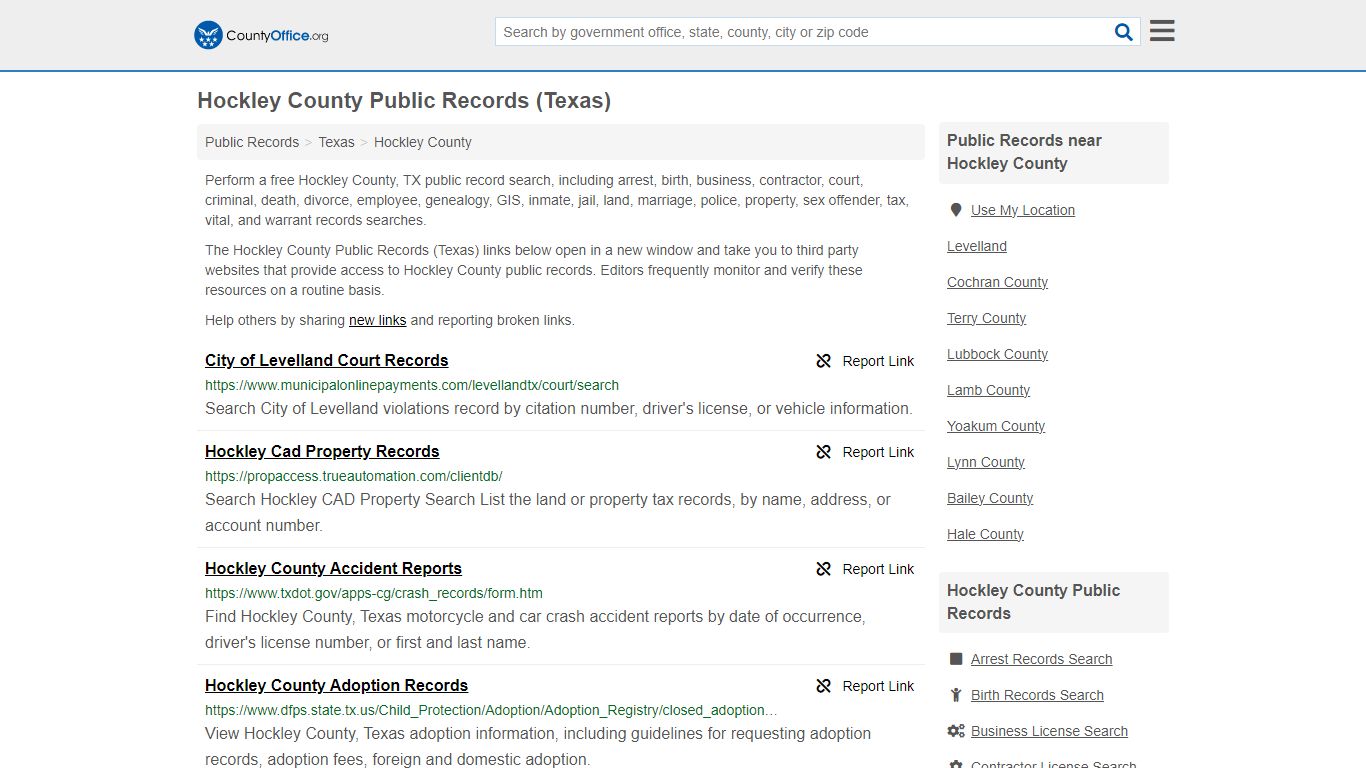 Public Records - Hockley County, TX (Business, Criminal, GIS, Property ...